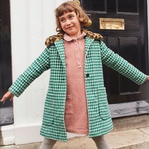 Hike Green Dogtooth peacoat w/ faux fur trim 3Y/4T